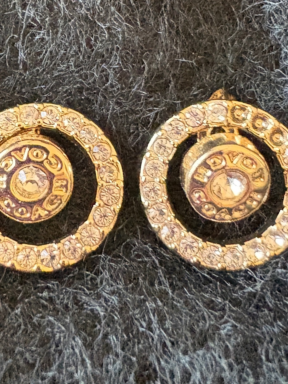 Coach Gold Crystal Circle Stud Earrings